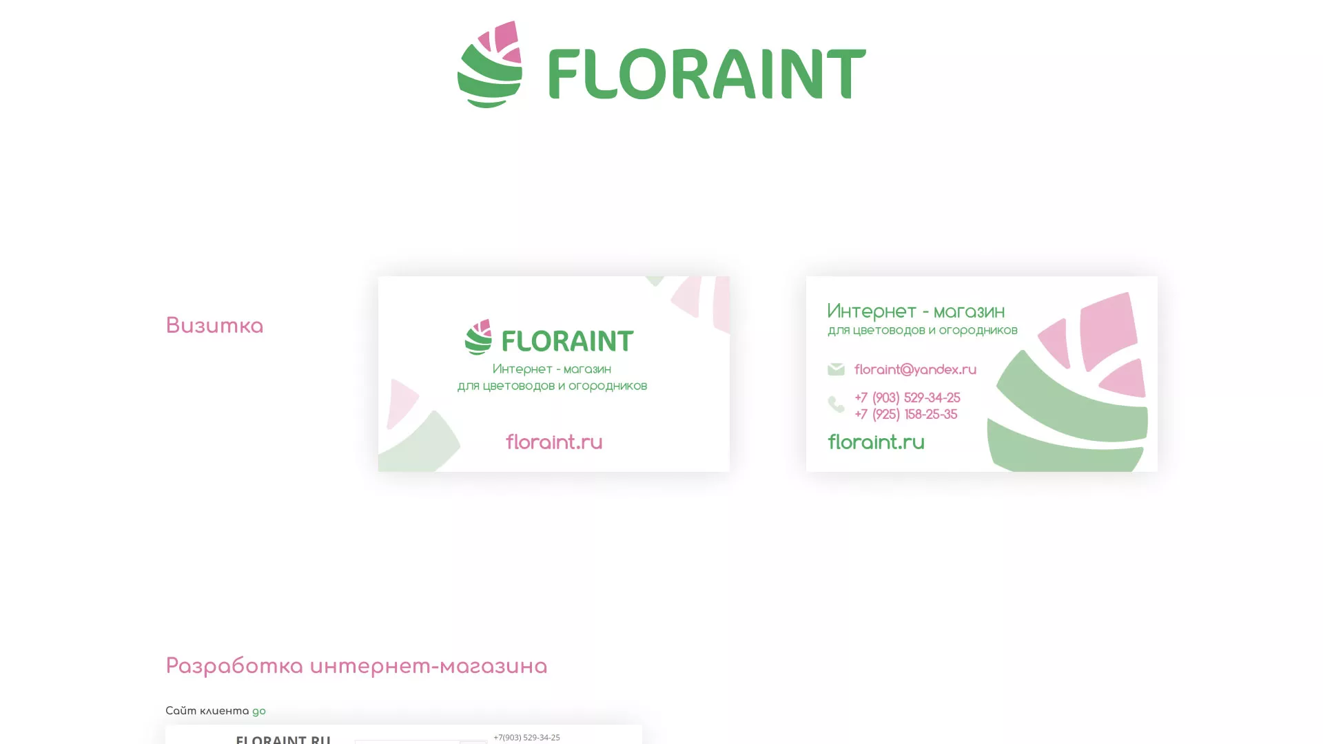 Создание логотипа и интернет-магазина «FLORAINT»